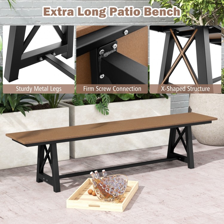 3-4 Person Outdoor HDPE Bench with Metal Frame