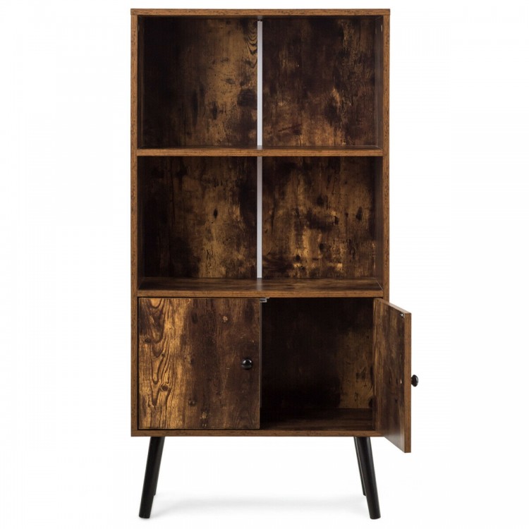 2-Tier Retro Bookcase Bookshelf with 3 Compartments