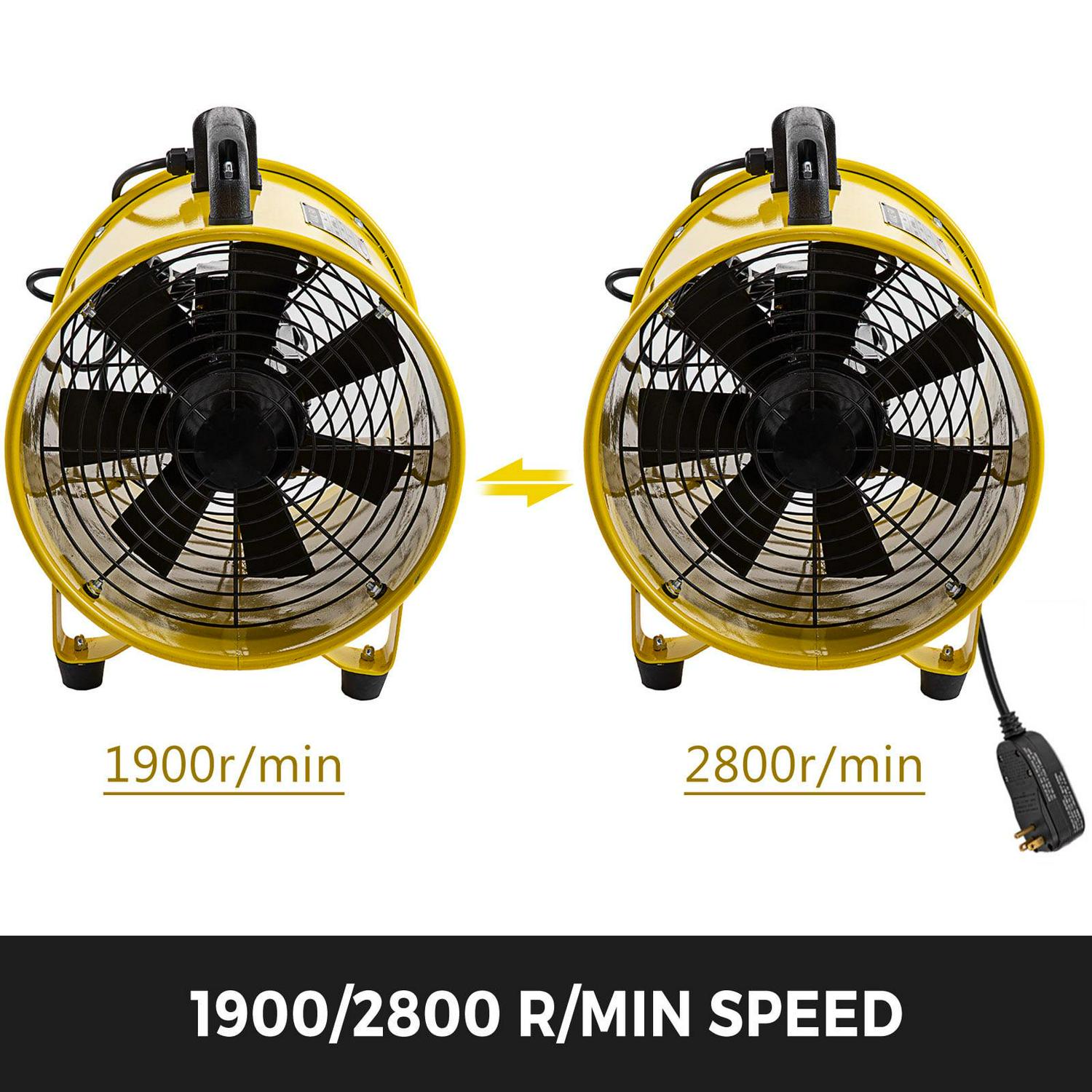 VEVOR 10′′ Two-Speed Portable Utility Blower Fan, 320W, 110V with 10M Hose, High Velocity Ventilator for Confined Spaces