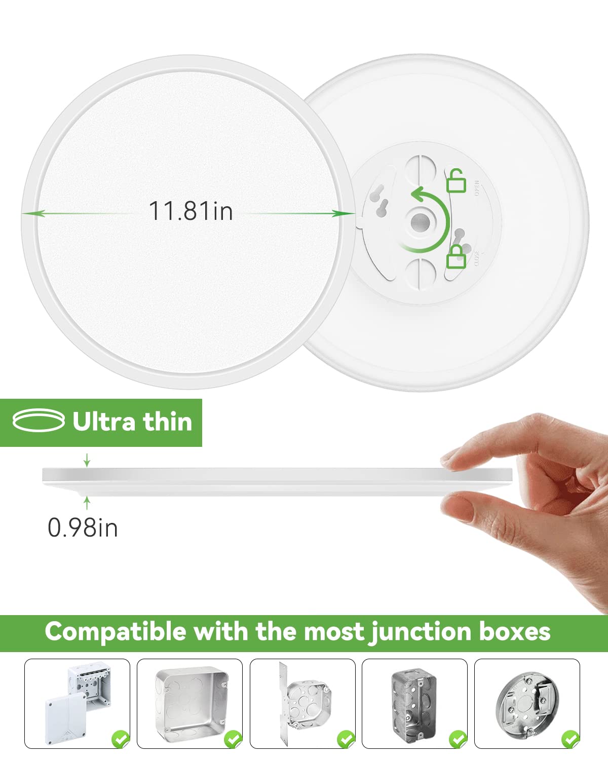 Zemty 12′′ LED Flush Mount Ceiling Light, 28W 3200lm, Adjustable Color Temp, Modern, 6 Pack