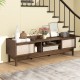 Sliding Door TV Stand for 65 Inch TV with Woven Doors