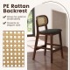Wood Bar Chairs with PE Rattan Backrest Padded Seat and Footrest