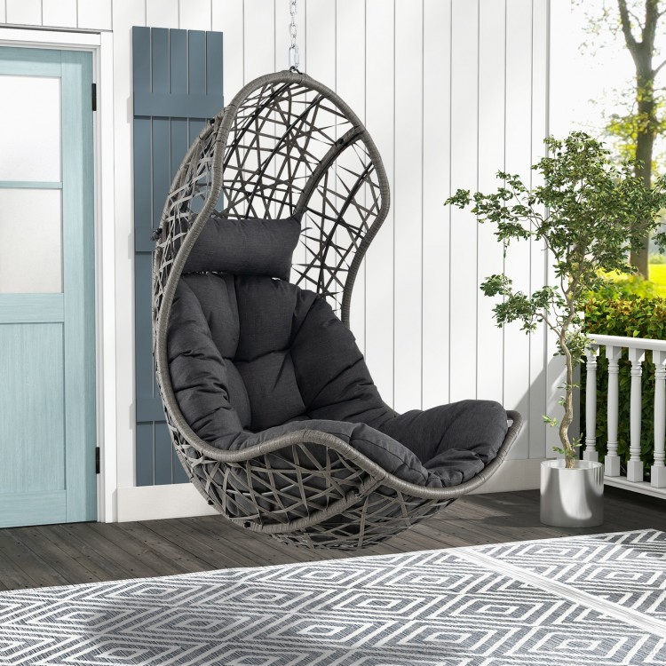 Hanging Egg Chair PE Rattan Swing Hammock Chair with Soft Pillow and Cushion