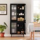 70.5 inch Tall Kitchen Pantry Cabinet Cupboard with 4 Transparent Doors