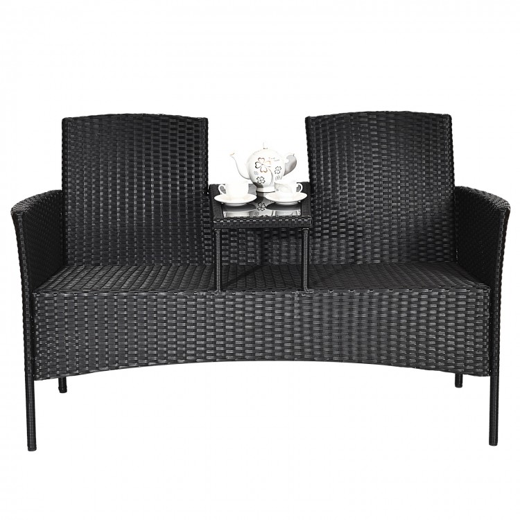 Patented Modern Patio Set with Built-in Coffee Table and Cushions