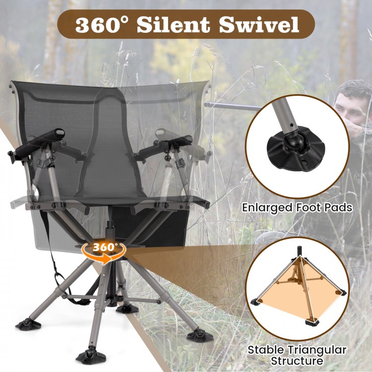360° Swivel Portable Hunting Chair with Adjustable Legs and Armrests