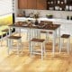 5 Piece Dining Table Set with 4 Saddle Stools for Kitchen Dining Room Apartment
