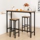 3 Pieces Industrial Bar Table and Chairs Set with Metal Frame