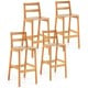 Set of 2 Rubber Wood Armless Bar Stools with Backrest and Footrest