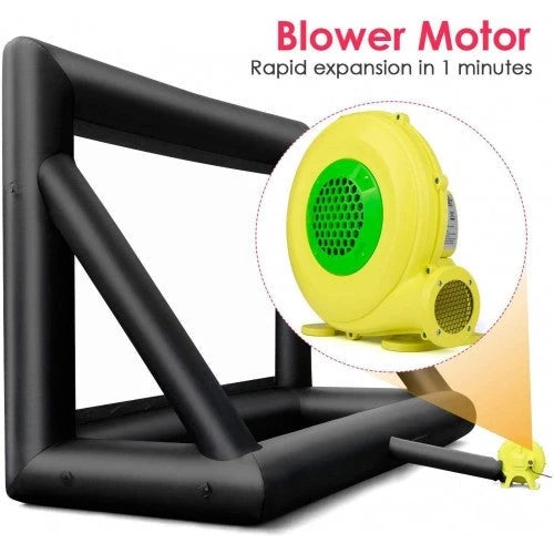 Foammaker 24′ Inflatable Outdoor Movie Screen with Blower, Portable Front Projection, 16:9 Aspect Ratio, Includes Ropes & Stakes for Backyard Entertainment