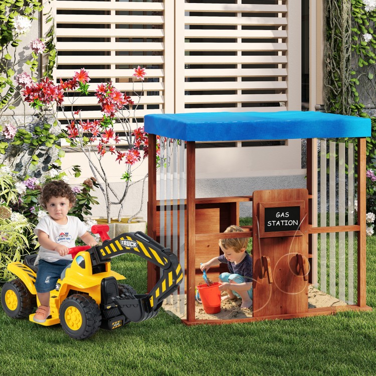 Kids Gas Station Playhouse with Gas Refueling Guns for Aged 3+
