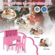 Kids Study Desk and Chair Set with Chair Hutch and Storage Cabinet for 3+ Years Old