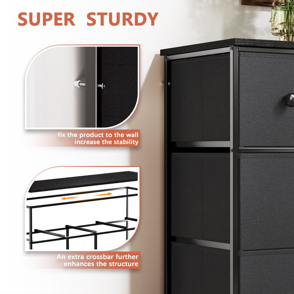 REAHOME 8 Drawer Dresser, Sturdy Steel Frame, Waterproof Top, Fabric Drawers, Bedroom Storage Chest, Dark Gray