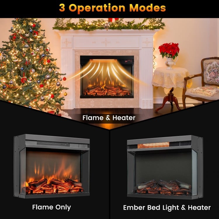 23-inch 3-Sided Electric Fireplace Insert with Remote Control