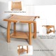 2-Tier Teak Wood Shower Bench Shower Stool with Curved Seat