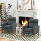 Lint Fabric Modern Accent Chair with Solid Wood Legs