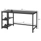 47/55 Inch Computer Desk Office Study Table Workstation Home with Adjustable Shelf Black