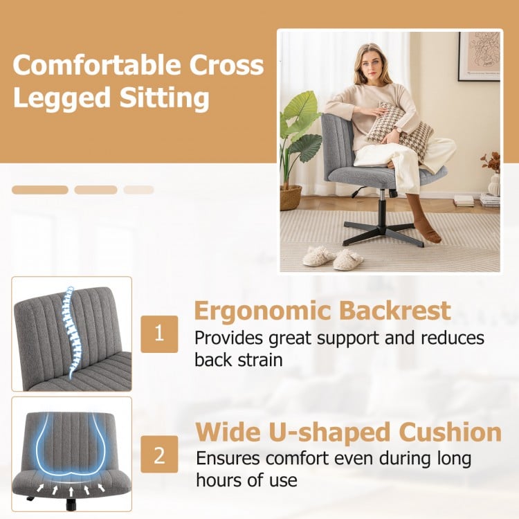 Criss Cross Legged Chair No Wheels 120° Rocking Adjustable Height