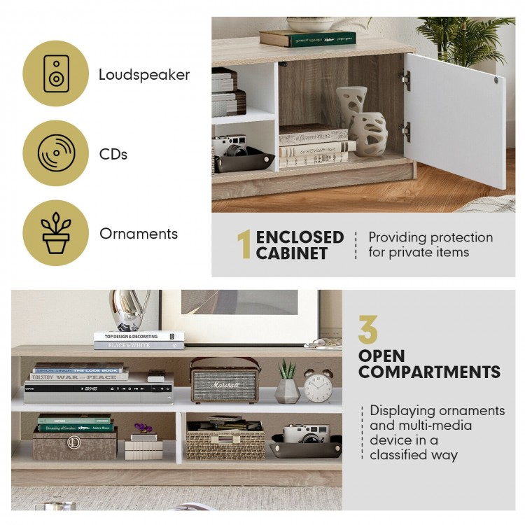 63 Inch TV Stand with Push-to-Open Door Cabinet for TVs up to 75 Inch