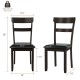 Set of 2 Dining Chairs With Rubber Wood Frame and Upholstered Faux Leather Seat