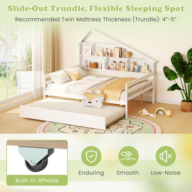 House-Shaped Full Size Daybed with Twin Size Trundle