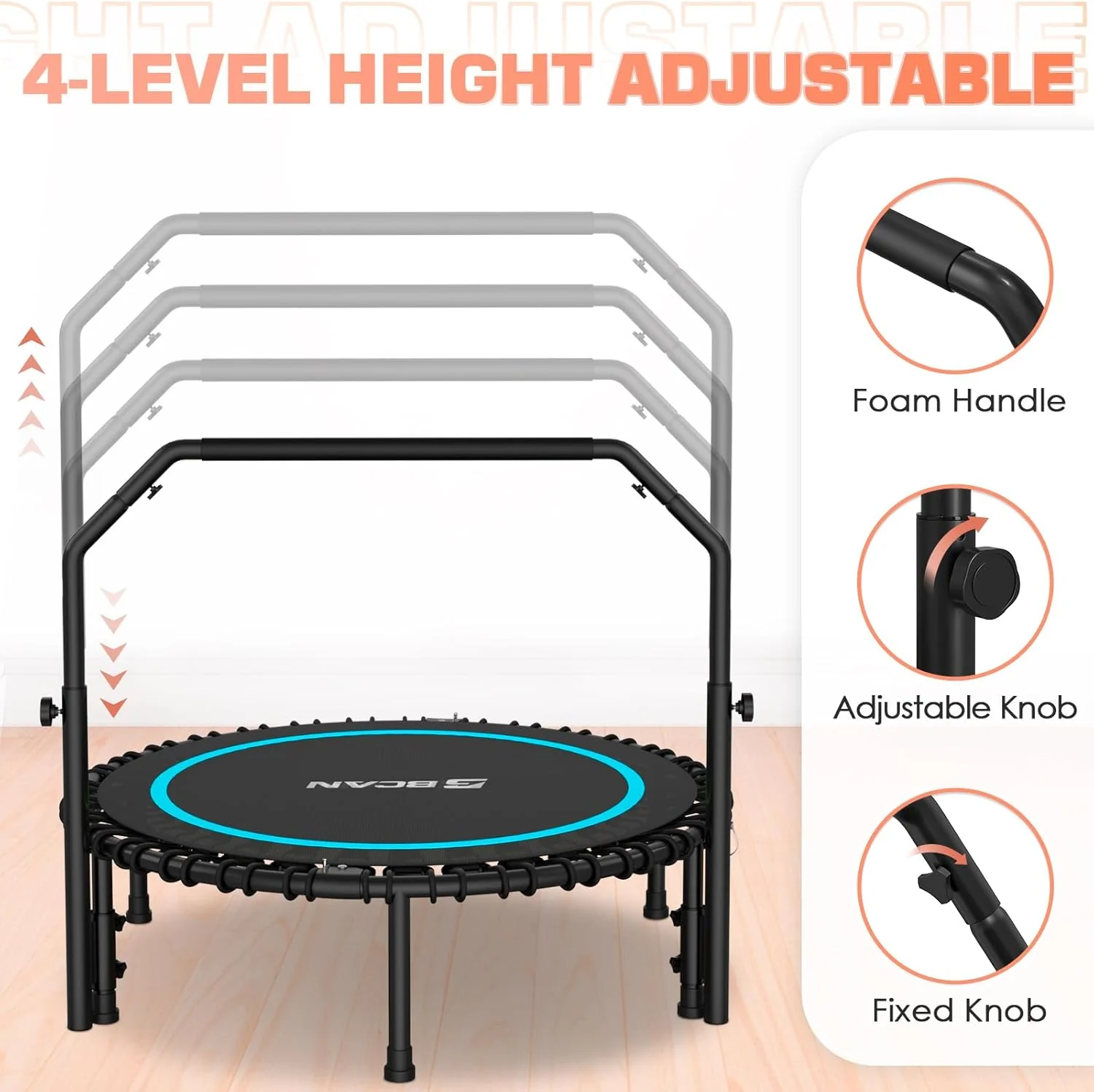 BCAN 450/550 LBS Foldable Mini Trampoline, 40