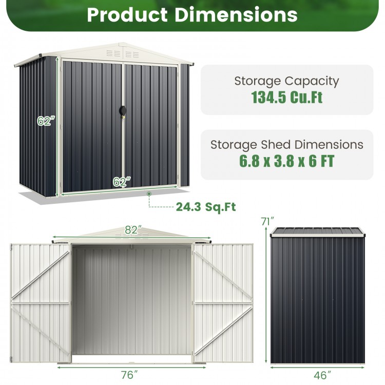 7 x 4 Feet Metal Outdoor Storage Shed with Lockable Door