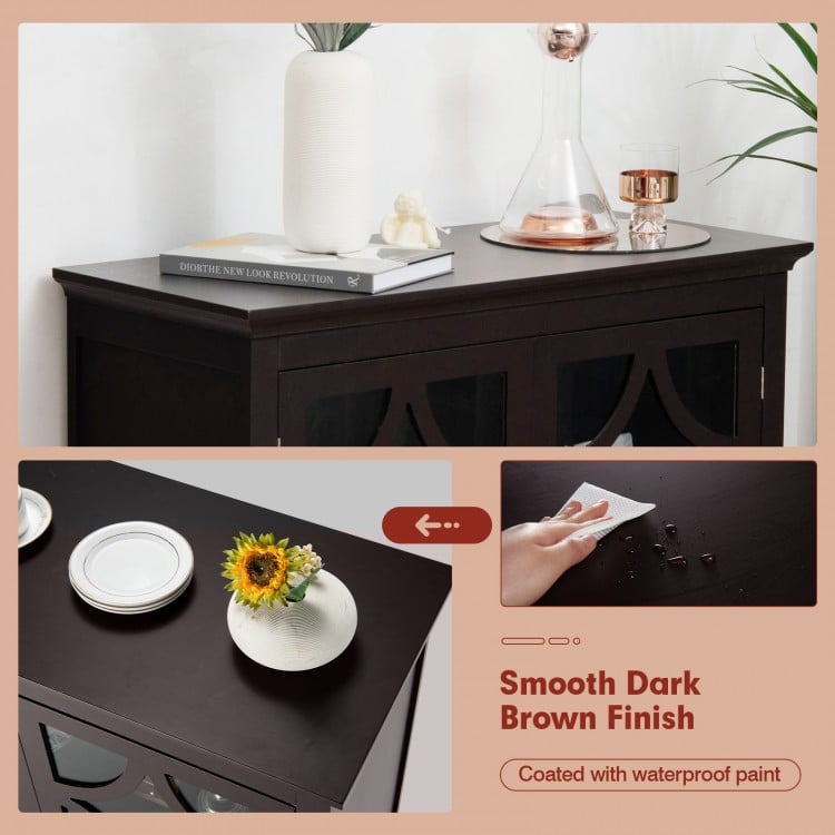 Kitchen Buffet Sideboard with Glass Doors and Adjustable Shelf