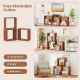 3 Cube Bookcases Solid Wood Stacking Storage Organizers with Open Slatted Design