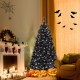 6/7/8 Feet Black Artificial Halloween Christmas Tree with PVC Branch Tips and 210/320/450 Cool White LED Lights