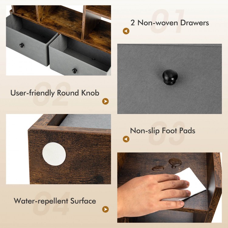 12-Tier Open-Back Freestanding Bookshelf with Drawer