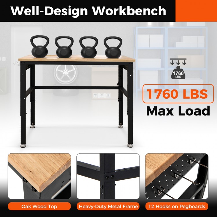 48 Inch Adjustable Work Bench with Power Outlets