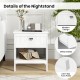 2-tier Wood Nightstand with Drawer and Open Storage Shelf for Bedroom