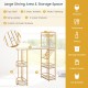 3 Pieces Bar Table Set with Storage Shelves and Wine Rack