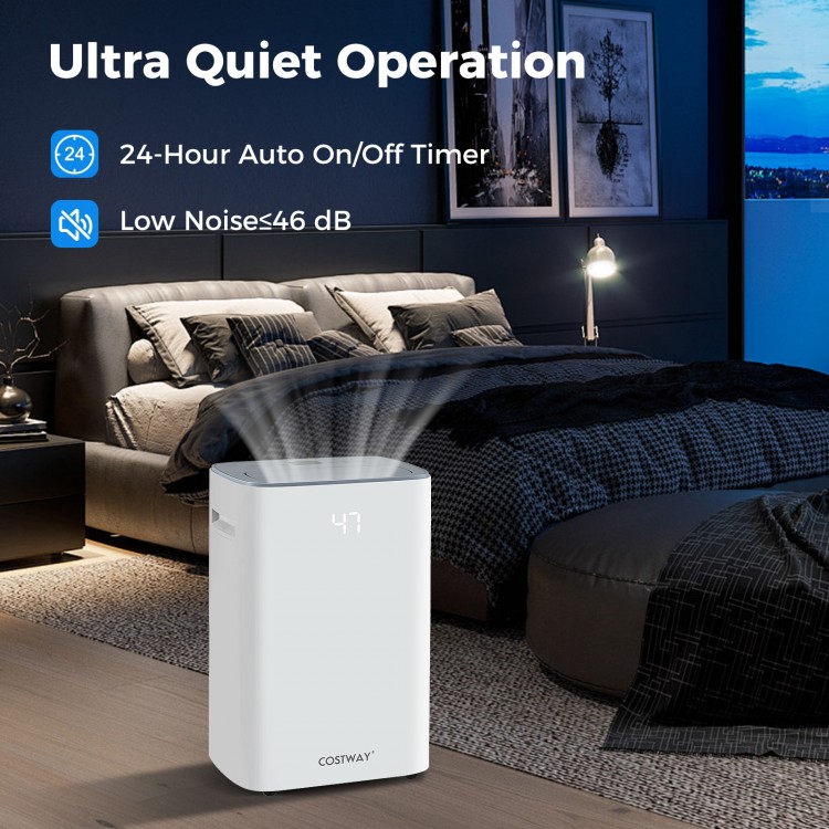 Dehumidifier with Auto Drain or Manual Drainage for Home Basement