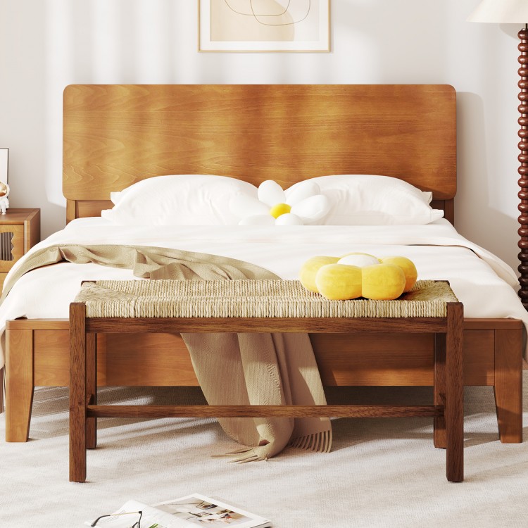 40 Inch Long Wood Bench with Solid Rubber Wood Frame