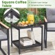3 Pieces Patio Furniture Set with 2 Tier Coffee Table and Soft Seat Cushions