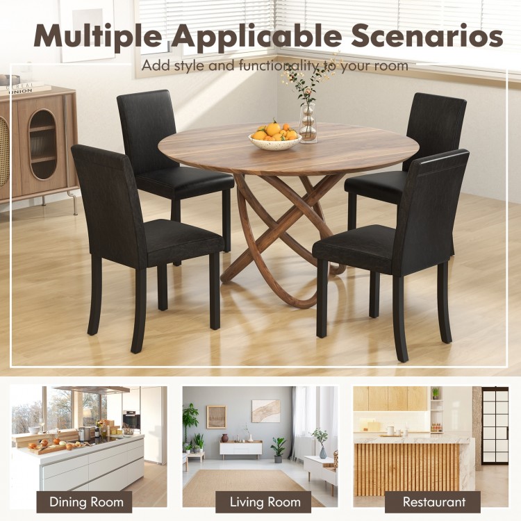 Dining Chair Set of 4 Upholstered Kitchen Dinette Chairs with Wood Frame