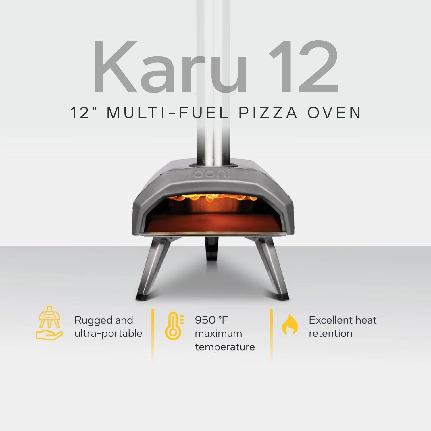 Ooni Karu 12 Multi-Fuel Outdoor Pizza Oven – 12 Inch Pizzas in 60 Seconds - Portable Wood and Gas Fired Pizza Oven with Pizza Stone, Dual Fuel Ooni Pizza Oven