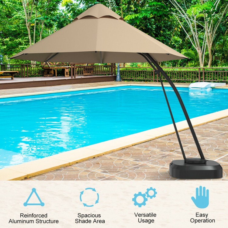 11 Feet Outdoor Cantilever Hanging Umbrella with Base and Wheels