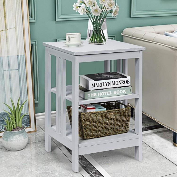 3-Tier Nightstand Set of 2 with Reinforced Bars and Stable Structure