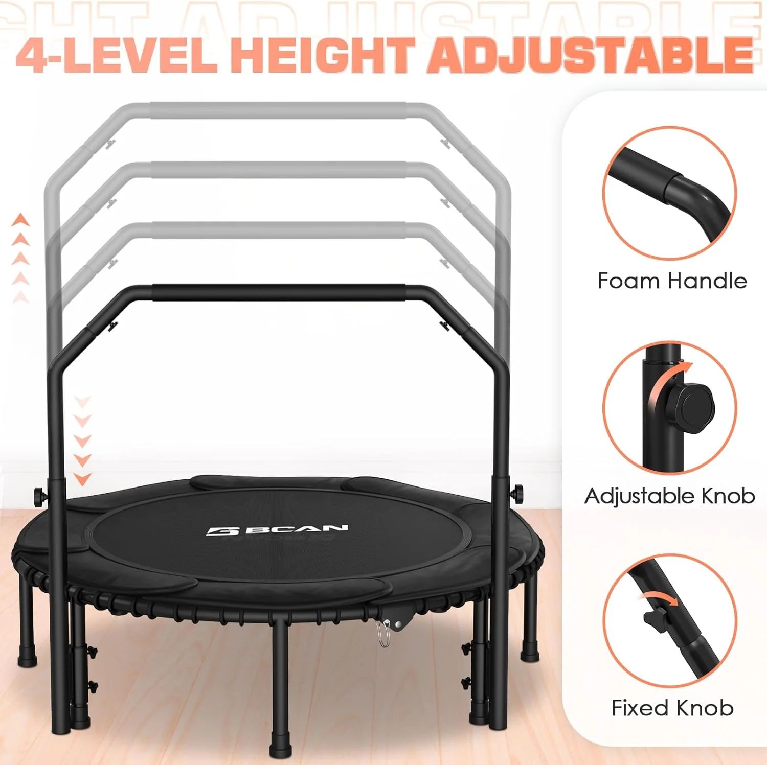 BCAN 450/550 LBS Foldable Mini Trampoline, 40