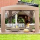 10 x 10 Feet Patio Canopy Gazebo with Neting and Double Tiered Roof