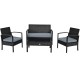 4 Pieces Patio Rattan Cushioned Furniture Set with Lounger and Table