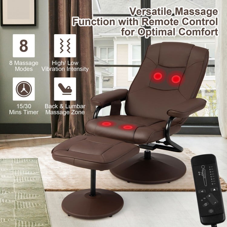 360°Swivel Massage Recliner Chair with Ottoman