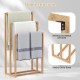 3-Tier Teak Wood Towel Rack with 3 Hanging Crossbars