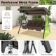 Convertible 3-Seat Patio Porch Swing Chair to Flat Bed with Adjustable Canopy