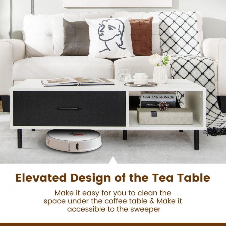 Modern 2-Tier Coffee Table Accent Cocktail Table with Storage