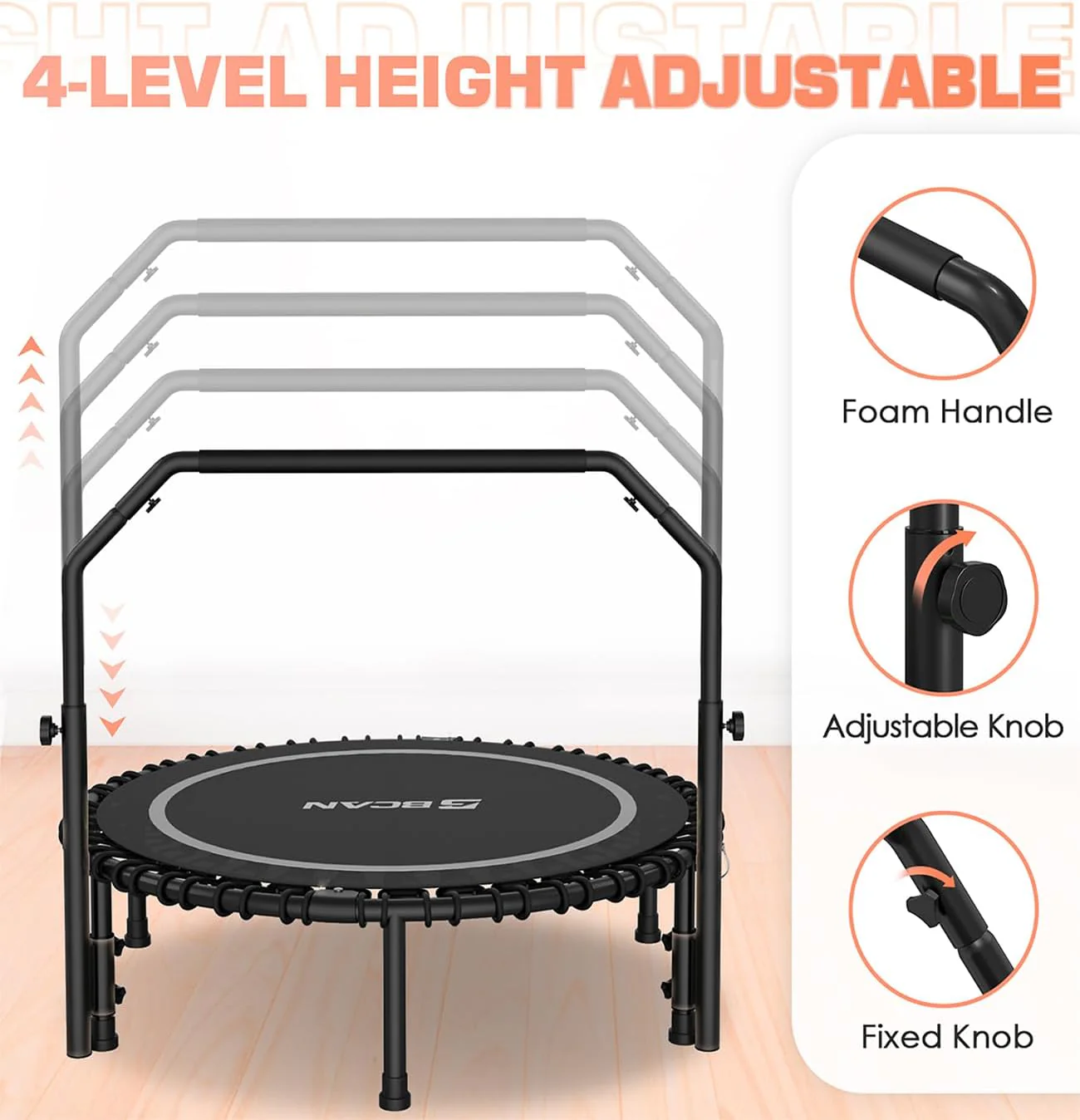 BCAN 450/550 LBS Foldable Mini Trampoline, 40