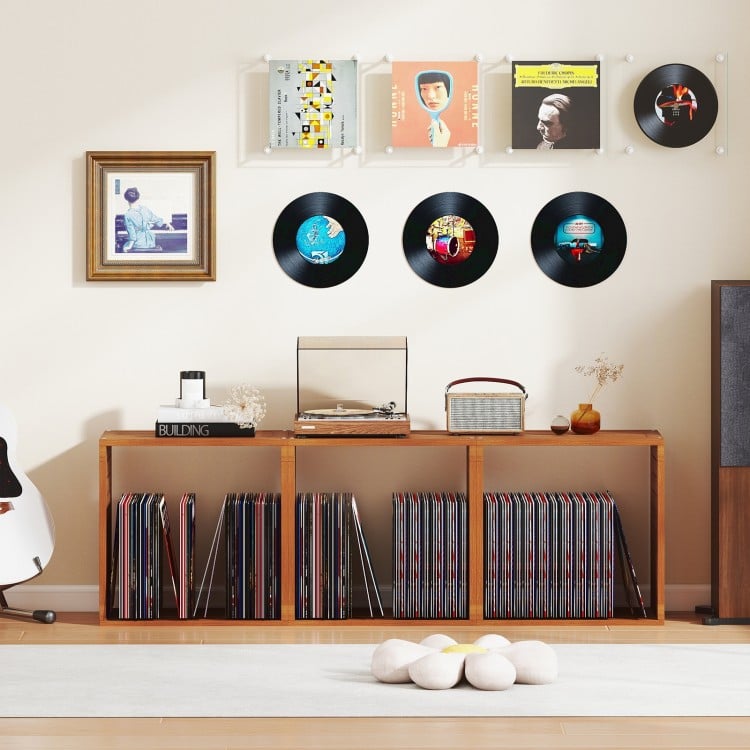 3 Cube Bookcases Solid Wood Stacking Storage Organizers with Open Slatted Design